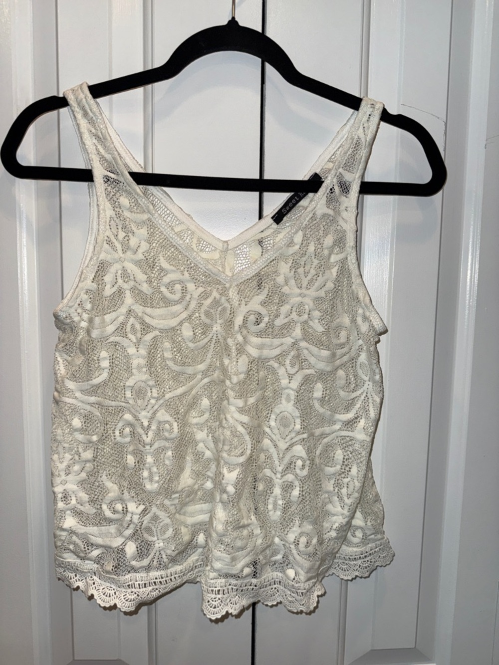 Sweet Rain Ivory Lace Overlay‎ V-Neck Camisole